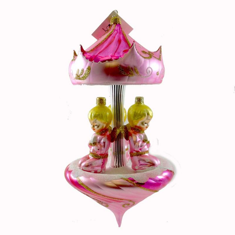 Laved Italian Ornaments Angel Carousel Pink Christmas Religious  -  Tree Ornaments
