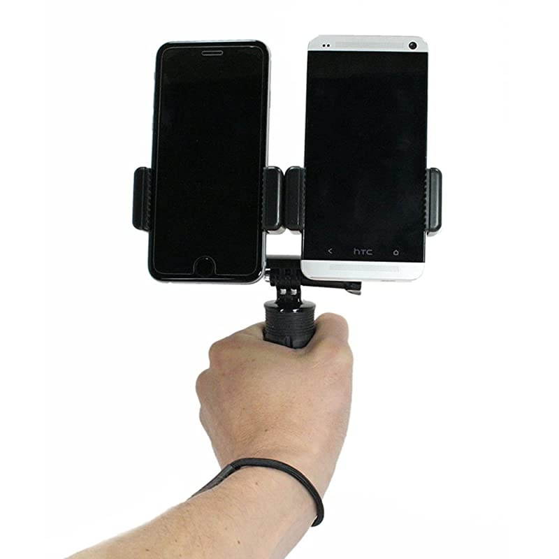Dual Device Hand-Held Stabilizer for Cell Phone or GoPro Camera. Compatible with iPhones, Samsung Galaxy, HTC, etc.
