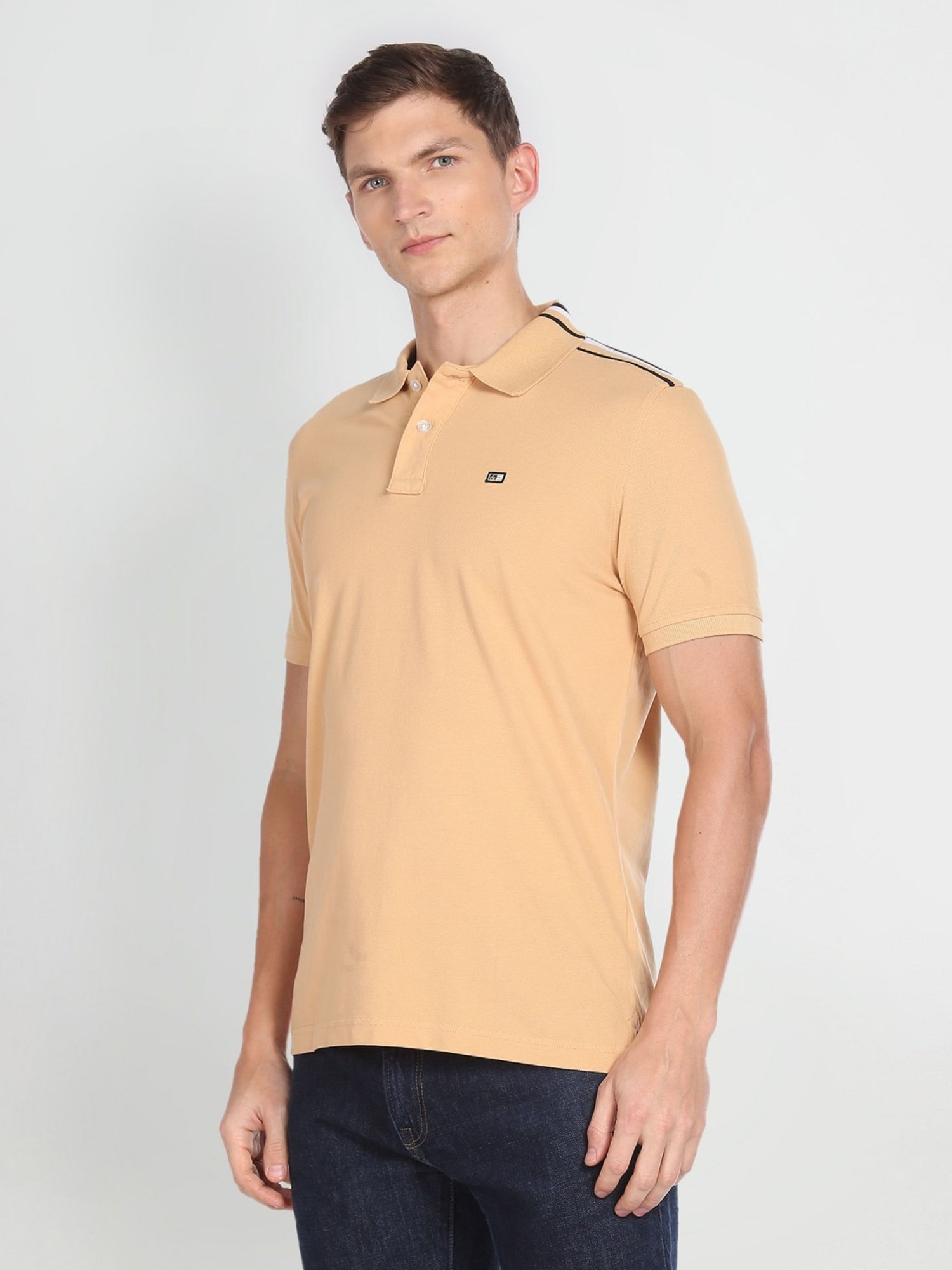 Arrow Sport Beige Cotton Regular Fit Polo T-Shirt