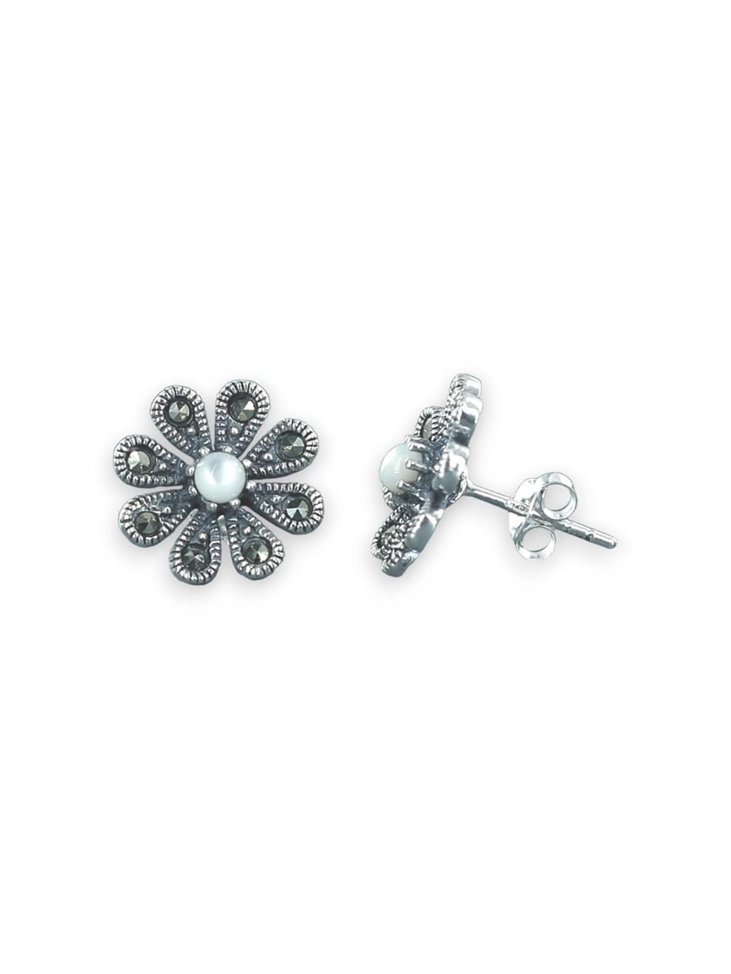 Taraash 925 Sterling Silver Floral Stud Earrings