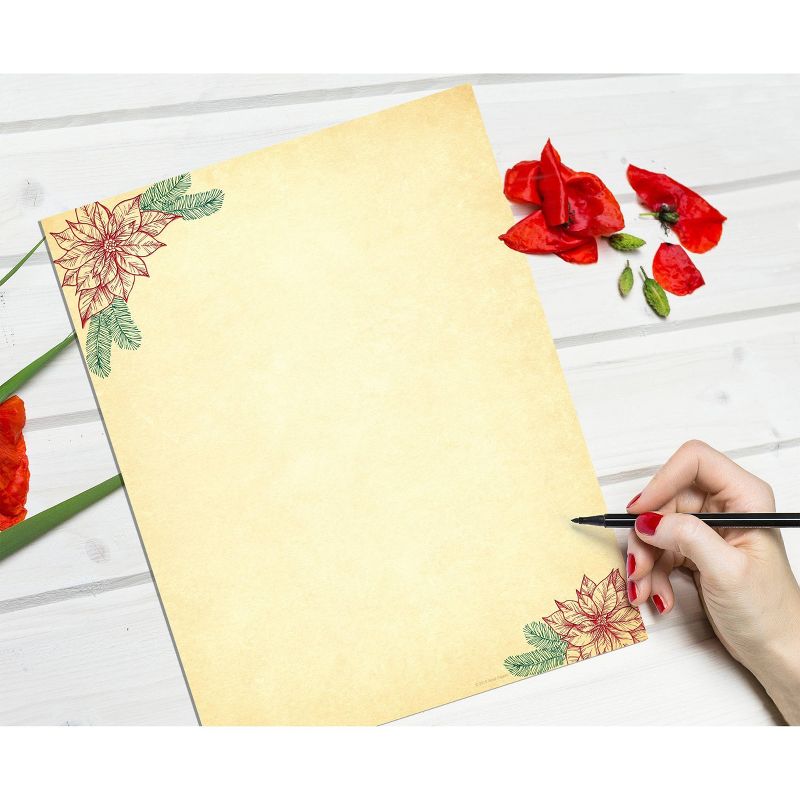 40ct Poinsettia Foil Design Letterhead
