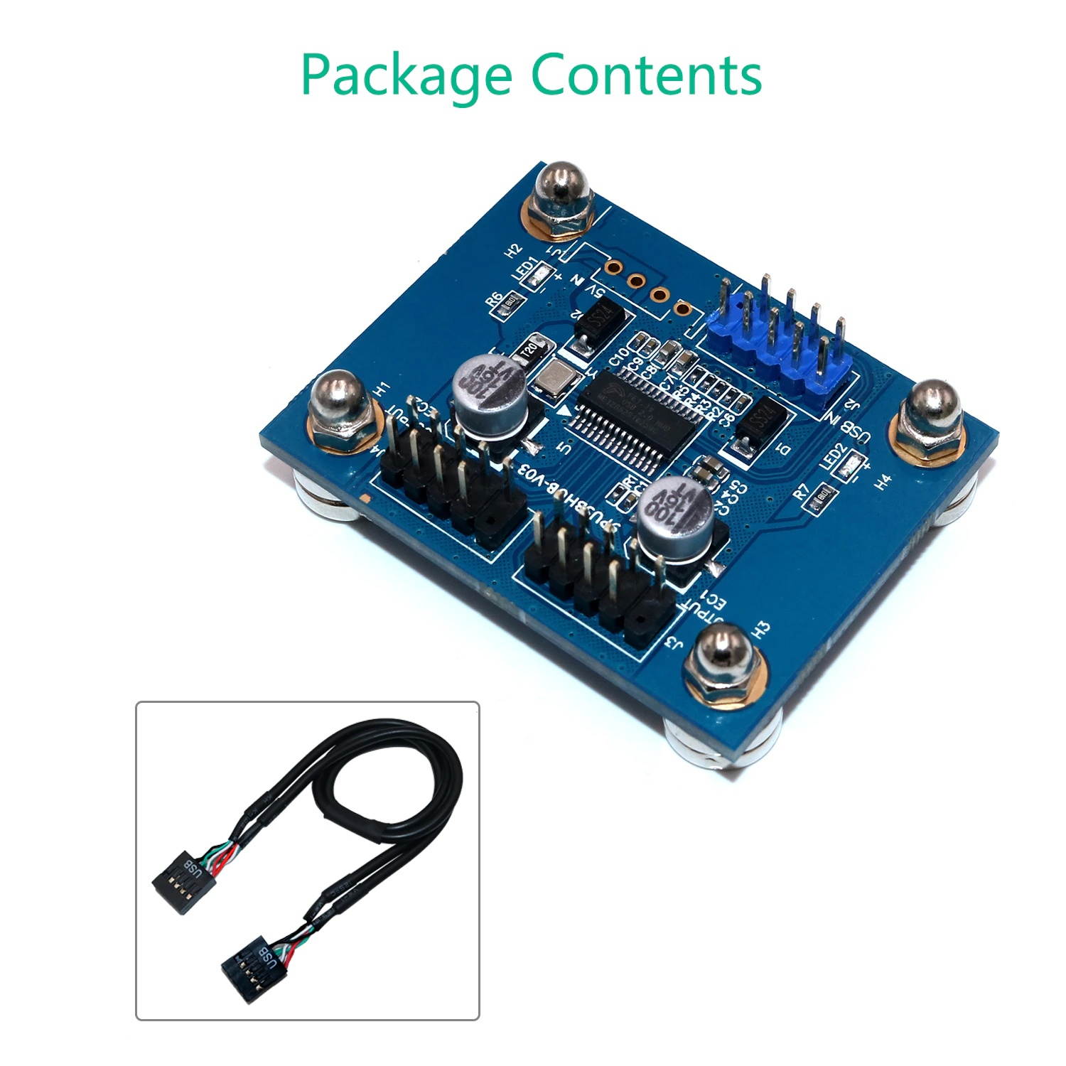 Amify Motherboard USB 2.0 9pin Header 1 to 2 Extension Hub Splitter Adapter Converter MB USB 2.0 Male to 2 Male 30CM/11.81" 9 pin Cable