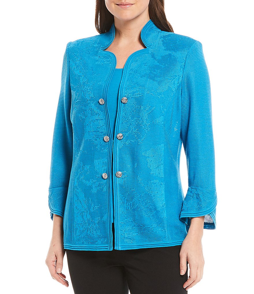 Kasper Glen Plaid Notch Lapel Two Button Front Pocket Jacket