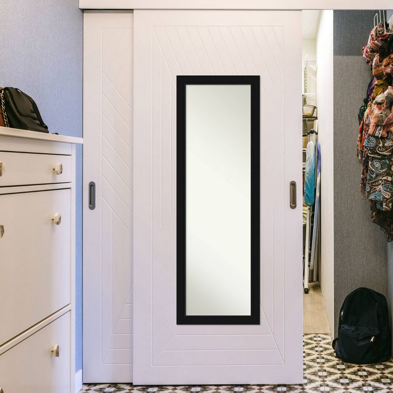 17" x 51" Avon Framed Full Length On the Door Mirror Black - Amanti Art