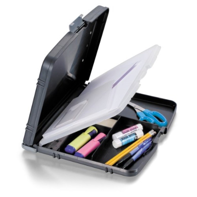 Letter-Size Portable Desktop with Steel Low Profile Clip, Polypropylene, Black