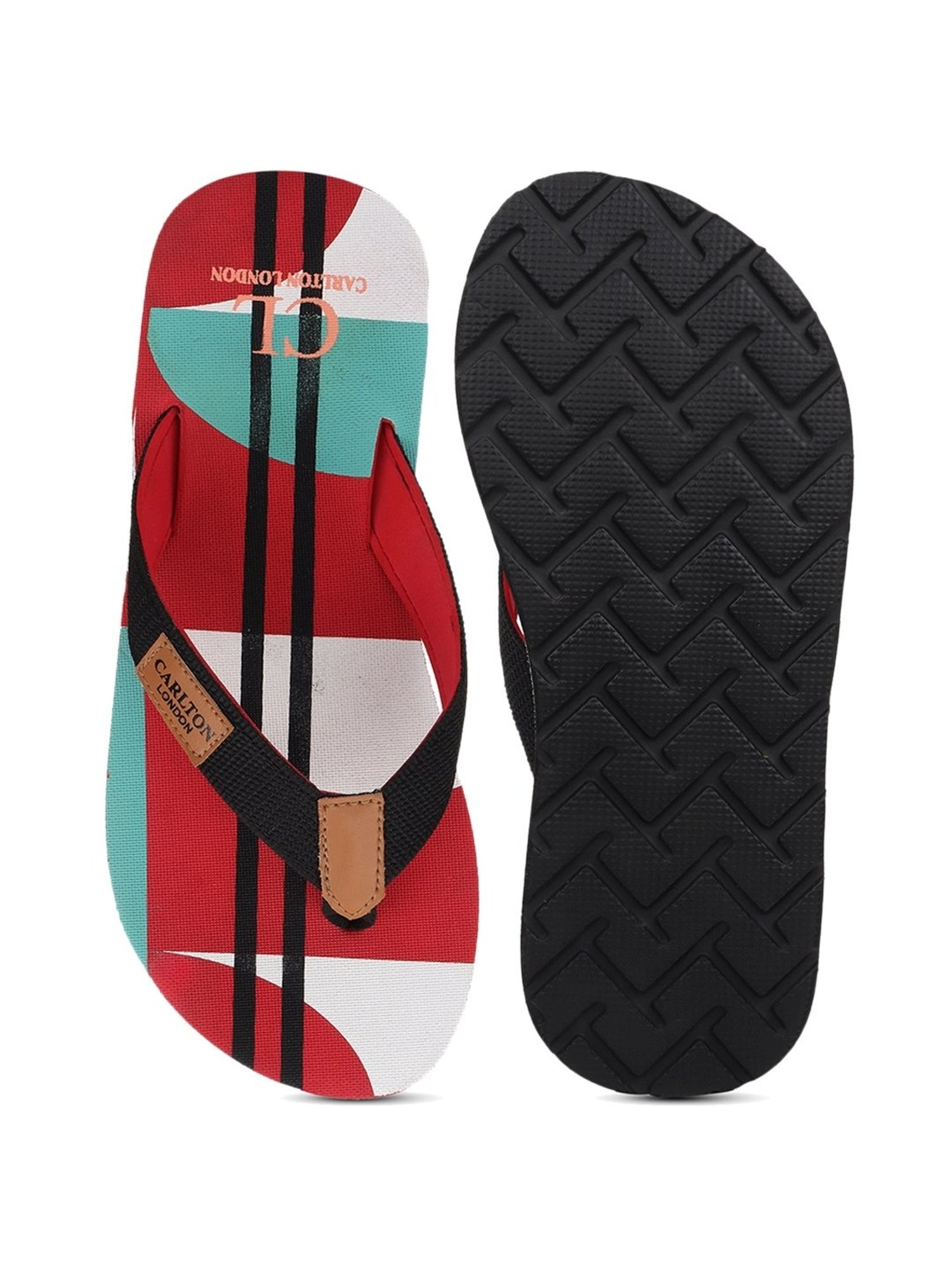 Carlton London Men's Coal Black Flip Flops