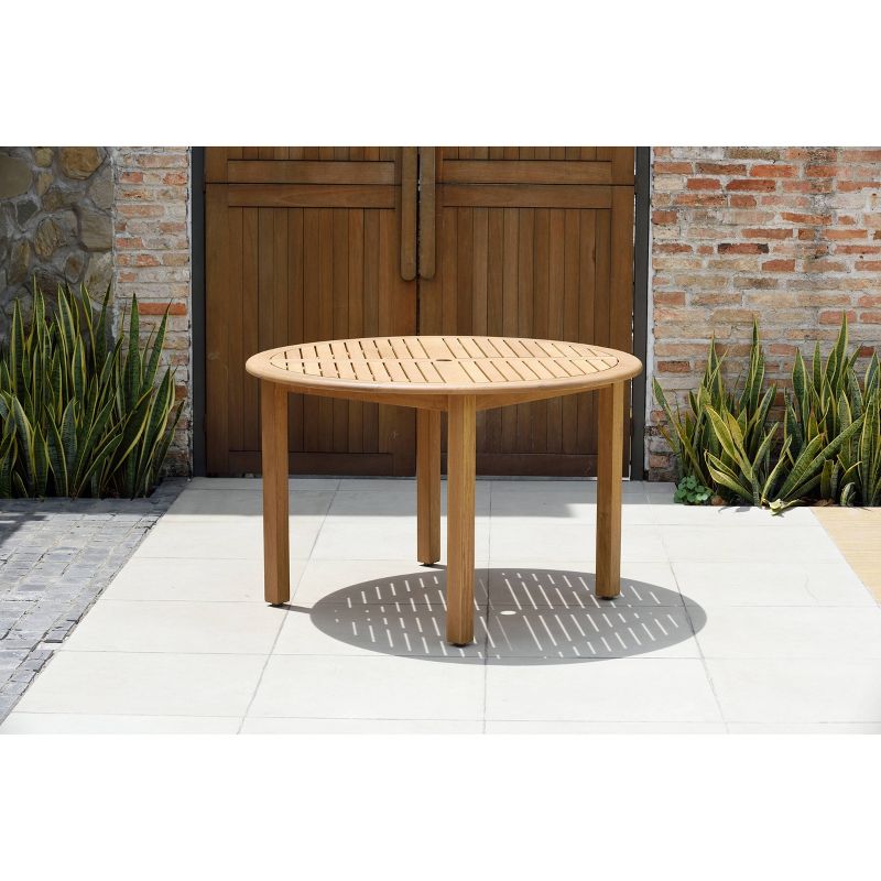 Livorno 5pc Round Teak Finish/Wicker Patio Dining Set - Gray - Amazonia