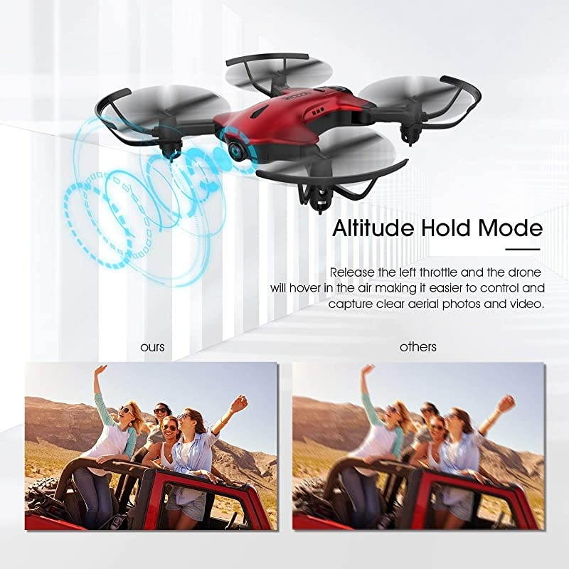 Drone for Kids Drocon  FPV WiFi Drone with Camera 1080P FHD Realtime Video Feed Great Drone for Beginners Quadcopter Drone with Altitude Hold OneKey TakeOff Landing Foldable Arms Red