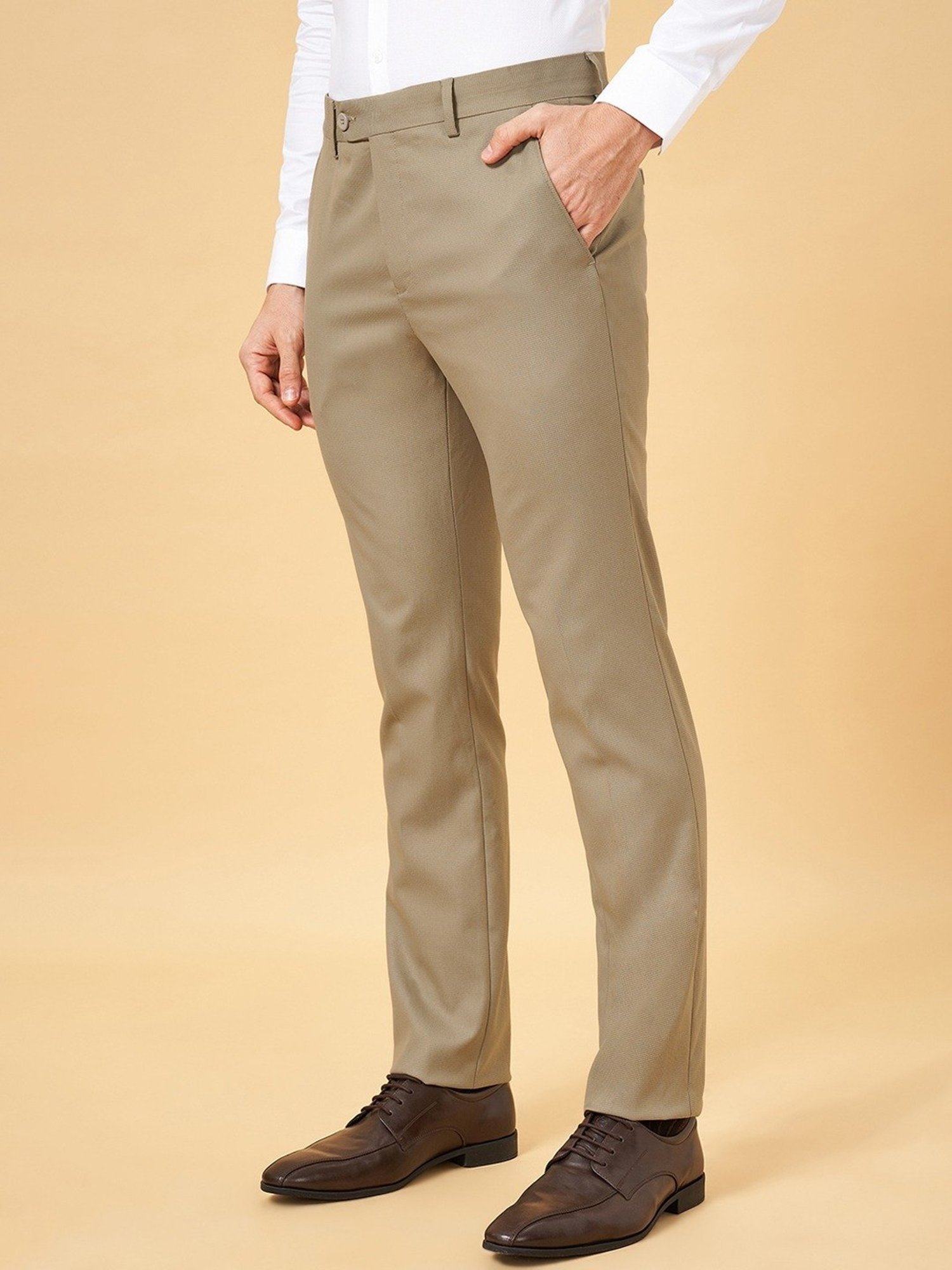 Byford by Pantaloons Abbey Stone Slim Fit Trousers