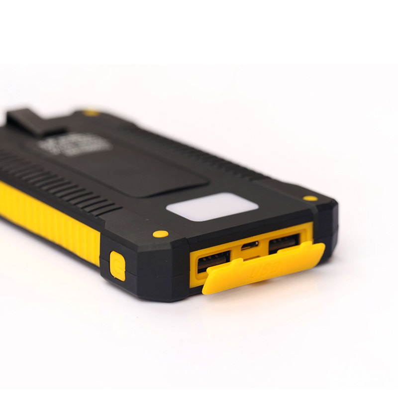 iMeshbean Portable Dual USB Solar Battery Charger Power Bank 10000mAhPhone Charger with Carabiner LED Lights (Blue)