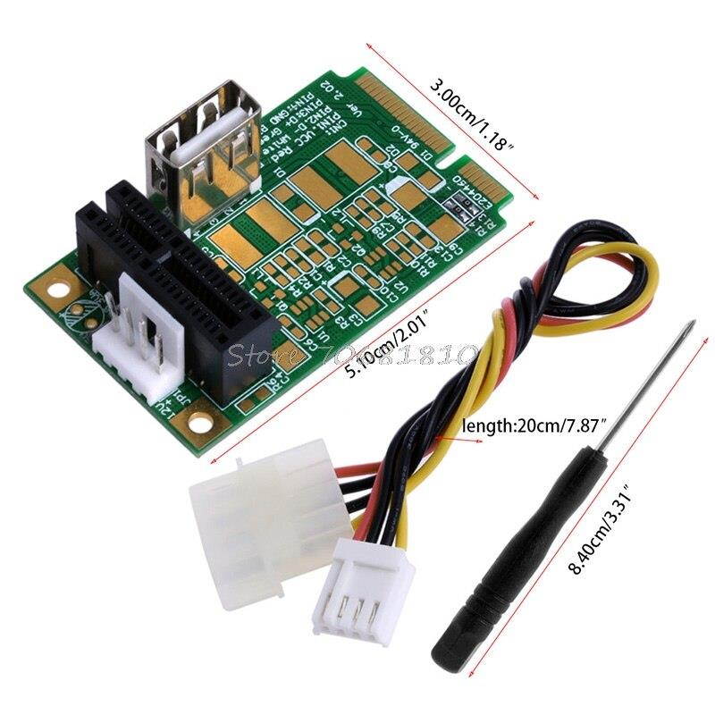 Mini PCI-E To PCI-E1x Board USB2.0 Adapter PCI Express Interface Card 4Pin Power