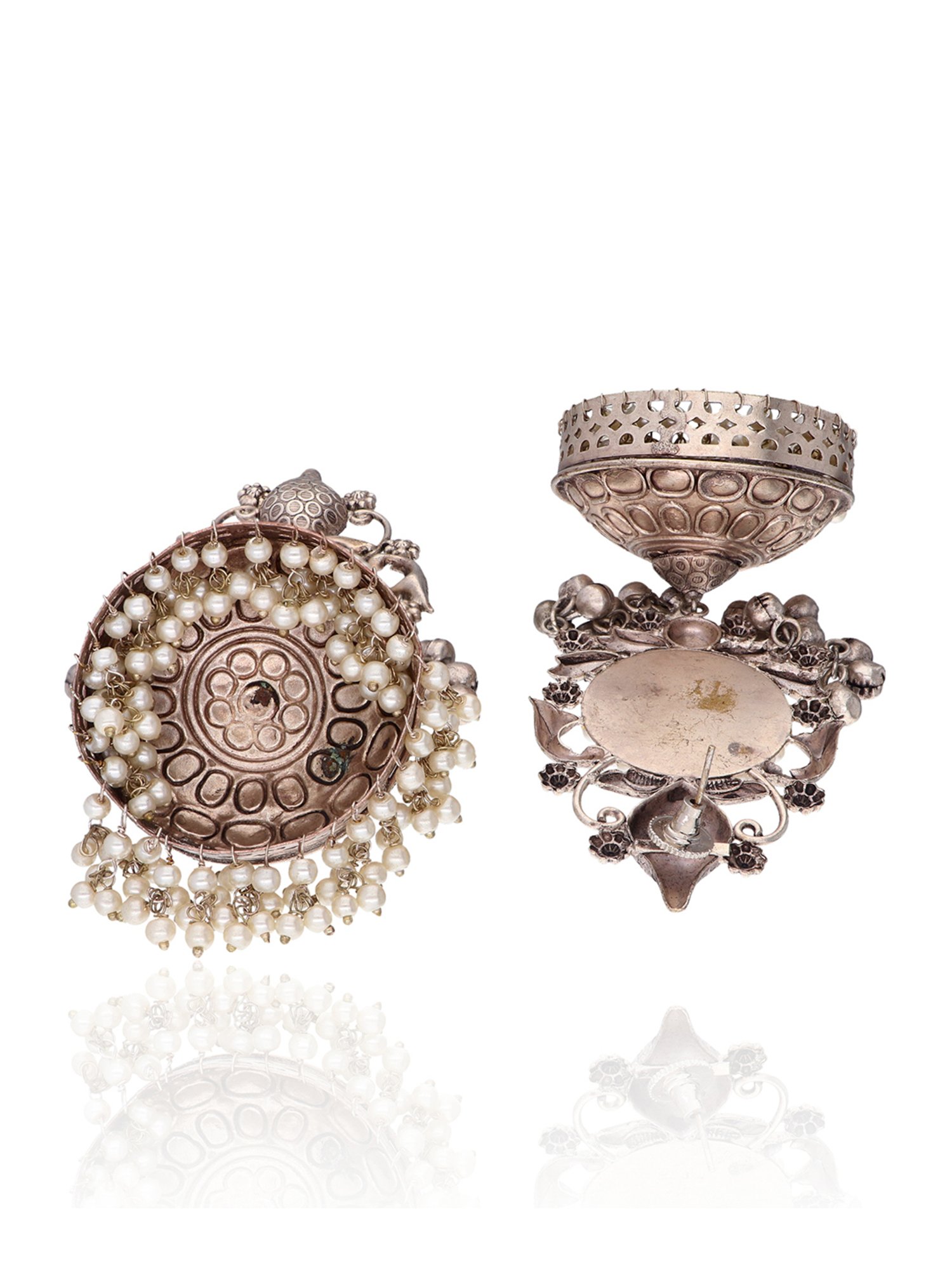 Curio Cottage Aria Dual Tone Vintage Green Jhumki Earrings