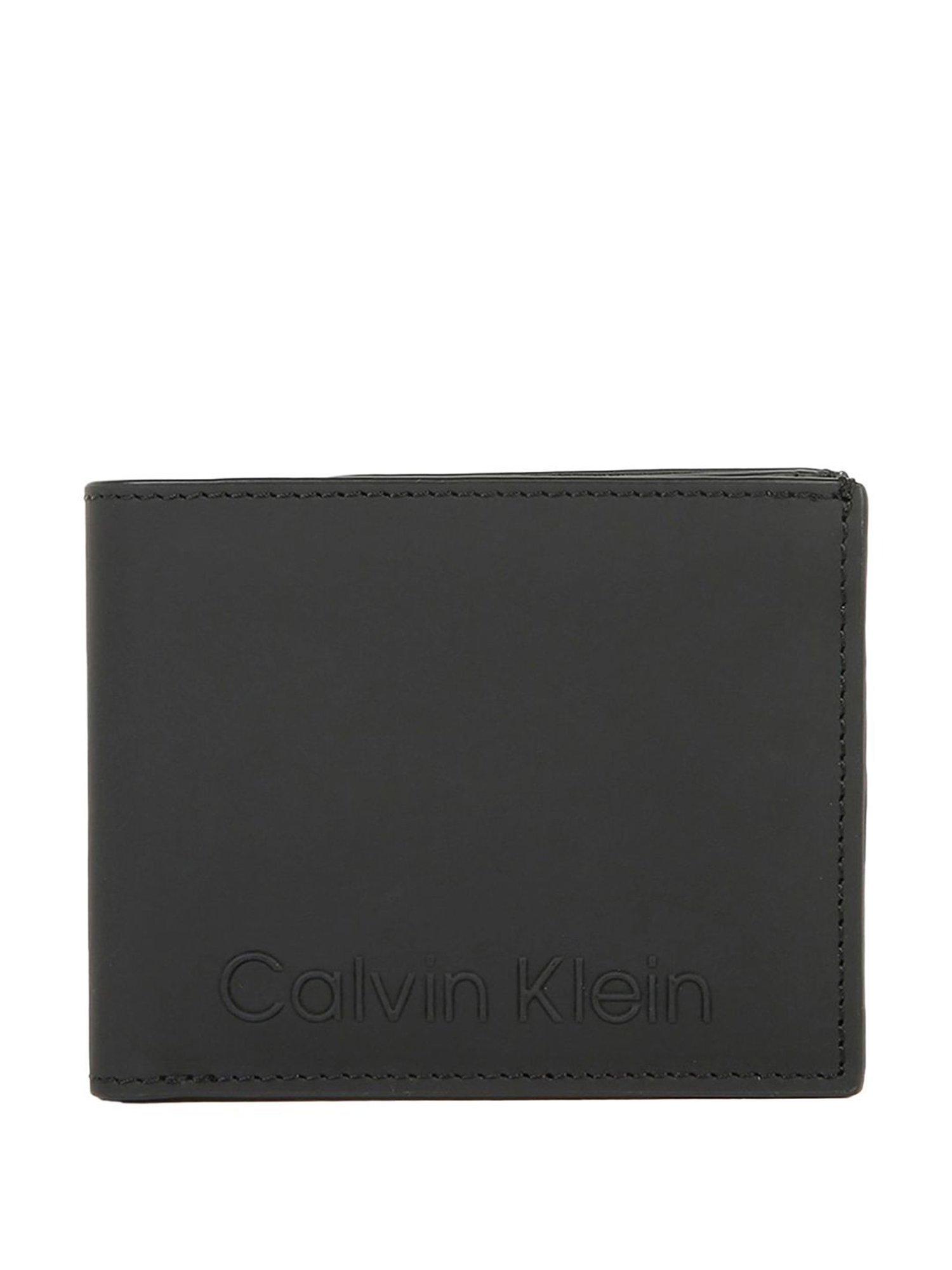 CALVIN KLEIN Black RUBBERIZED 5CC Leather Bi-Fold Wallet