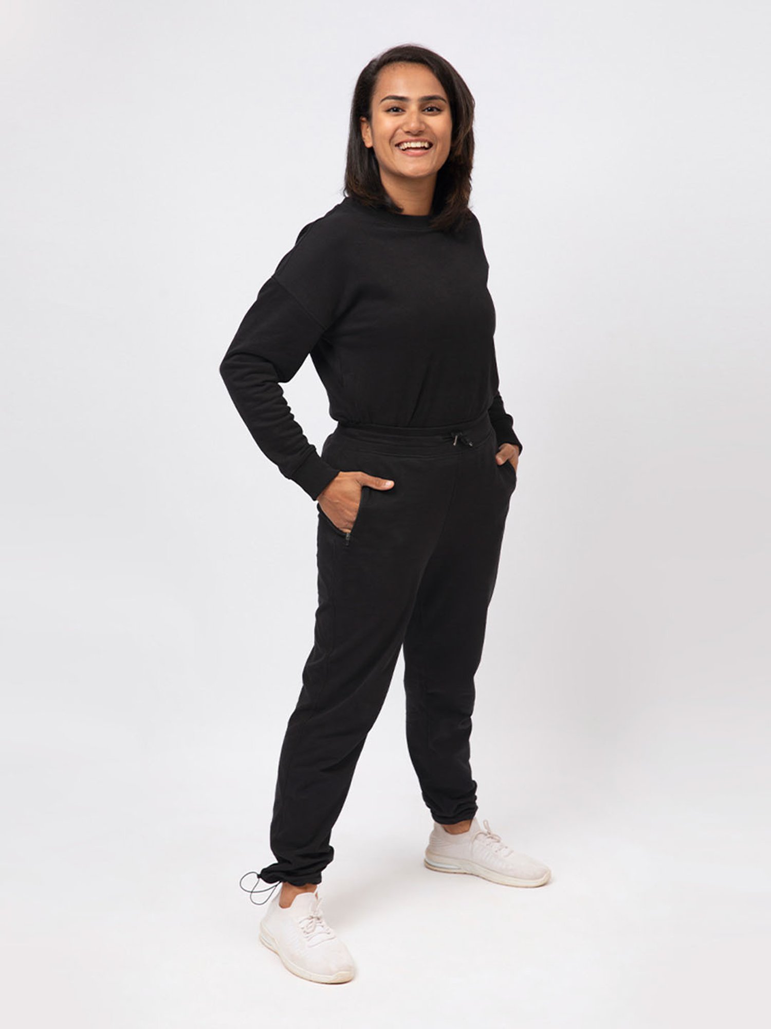 BlissClub Women Black Everyday Cozy Narrow Joggers With Elastic Ankle Adjuster