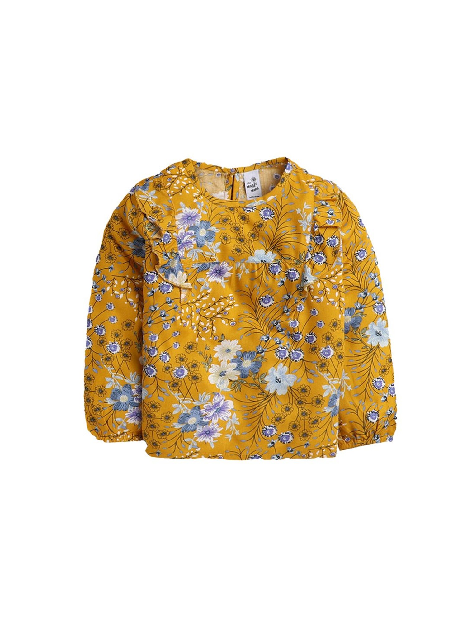 The Magic Wand Kids Yellow Floral Print Top