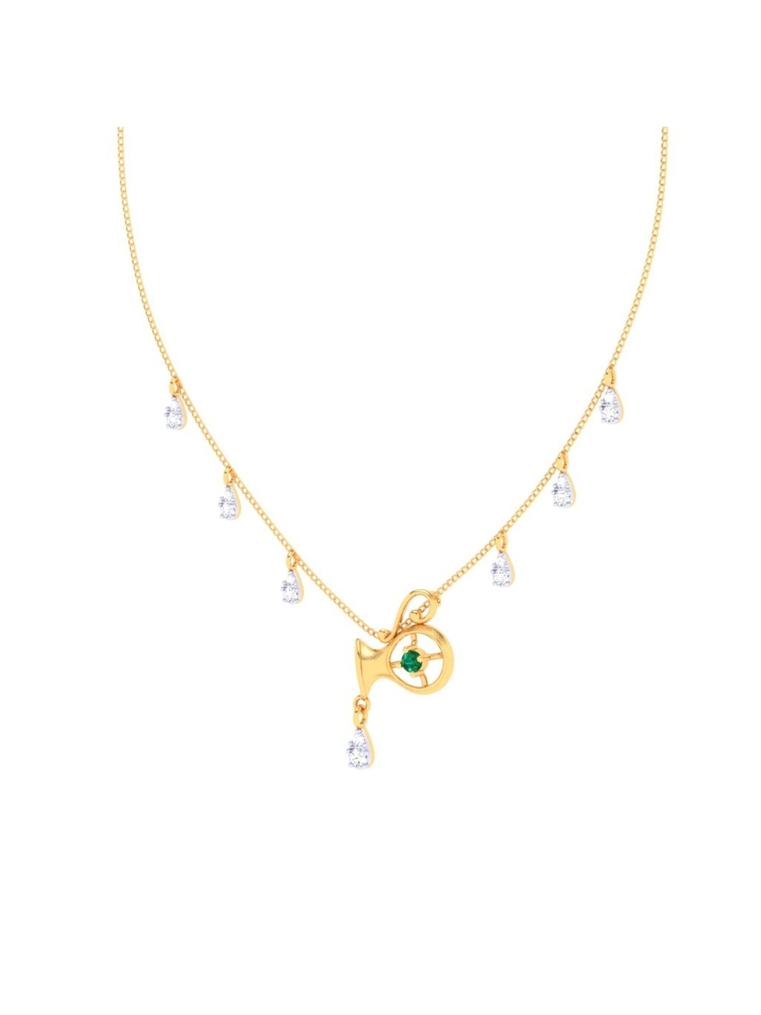 P.C Chandra Jewellers 18k Yellow Gold & Diamond Unique Aquarius Themed Necklace