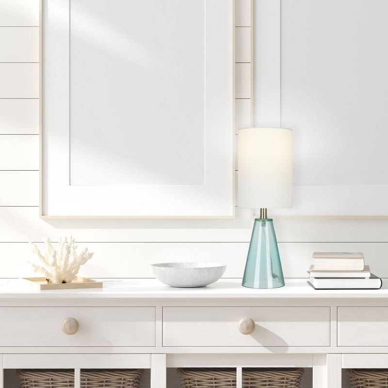 14" Glass Accent Table Lamp Teal - Cresswell Lighting