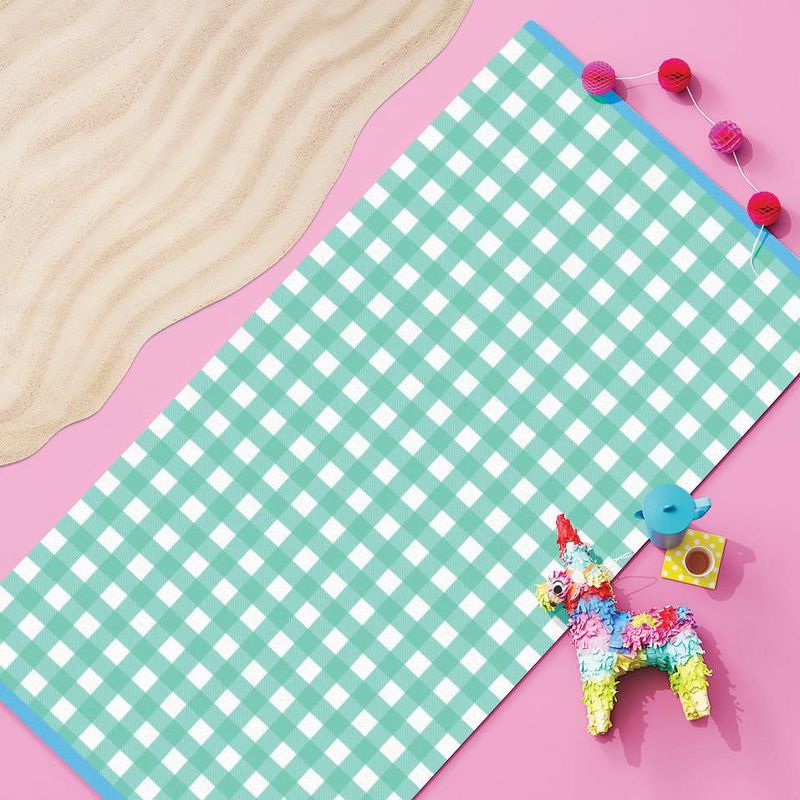 Gingham Beach Towel Green - Sun Squad™