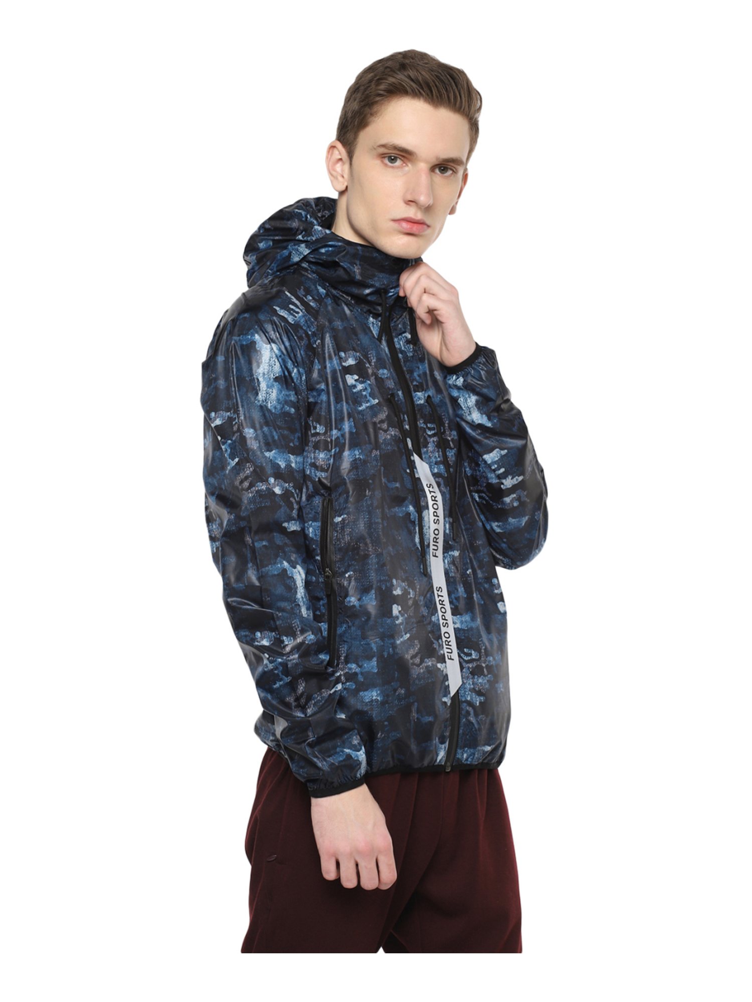 Furo by Red Chief Navy Comfort Fit Camouflage Hooded Jacket