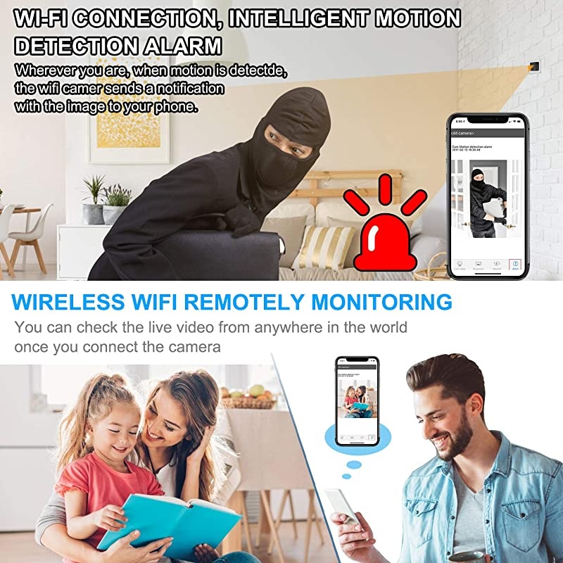 Mini Camera Charger Small Camera Adapter 1080P USB Charger Cameras Nanny Cam Home Surveillance Camera with Night VisionInterchangeable Lens Optional