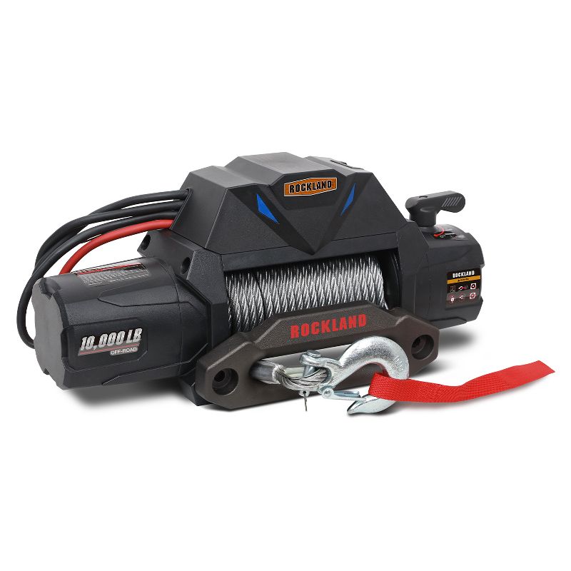 Rockland VMI17 10,000 Pound 12 Volt DC Electric Integrated Vehicle Winch Kit with a Wire Rope and Remote Accessory for Jeep, Truck, and ATV Recovery