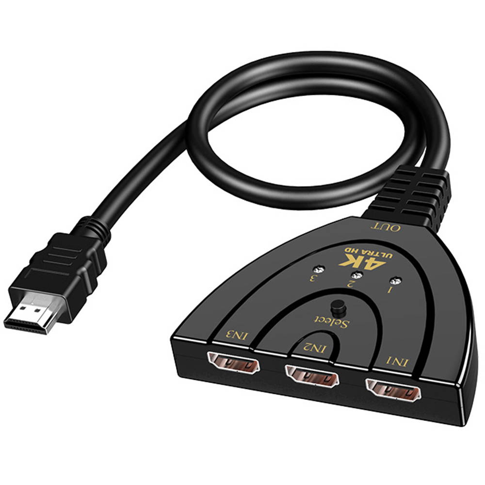 HDMI Switch 4K, 3 Port HDMI Switch, 3x1 Switcher Support Ultra HD 3D HDR Full HD 1080P HDCP, HDMI Splitter Hub Compatible with Apple TV Roku Fire TV Stick HDTV /PS5/PS4/Xbox Series/One/Chrome cast