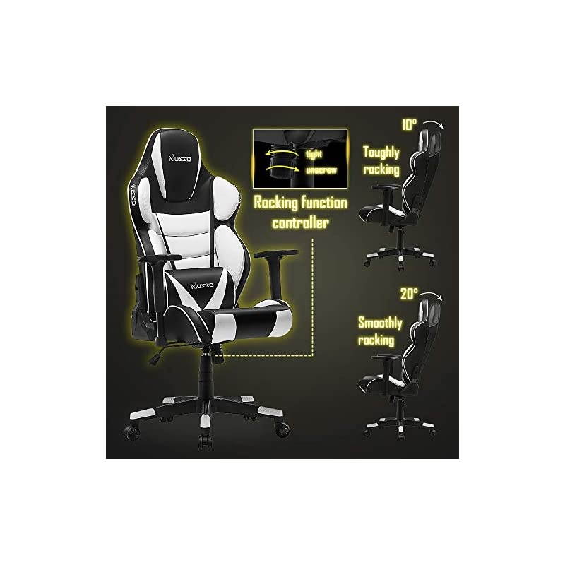 Contoured Gaming Chair Adults Racing Computer Gamer Chair with Fully Foam, Esports Video Game Chair, PU Leather Executive Office Chair with Lumbar Support (White)