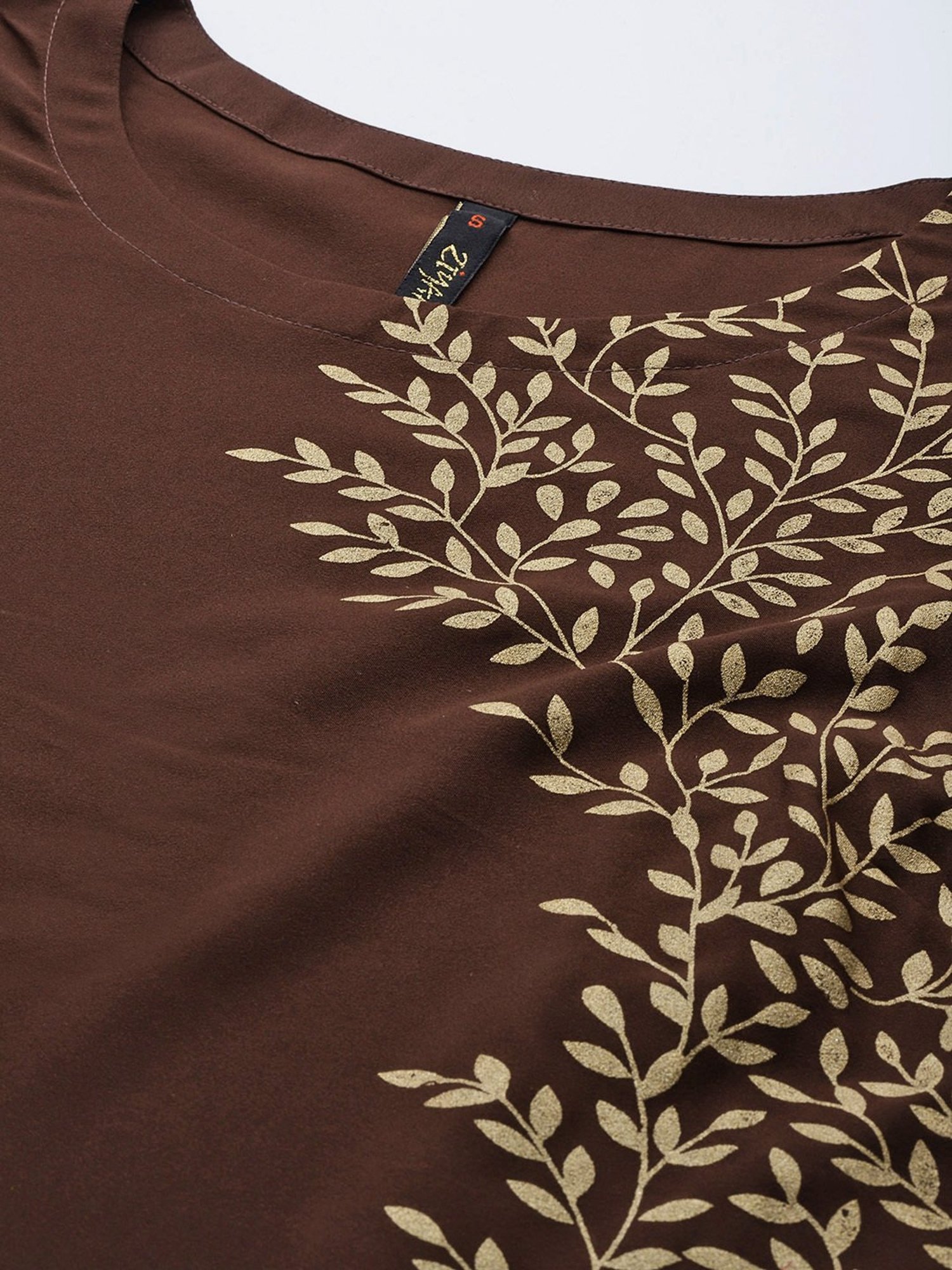 Ziyaa Brown Printed Straight Kurta