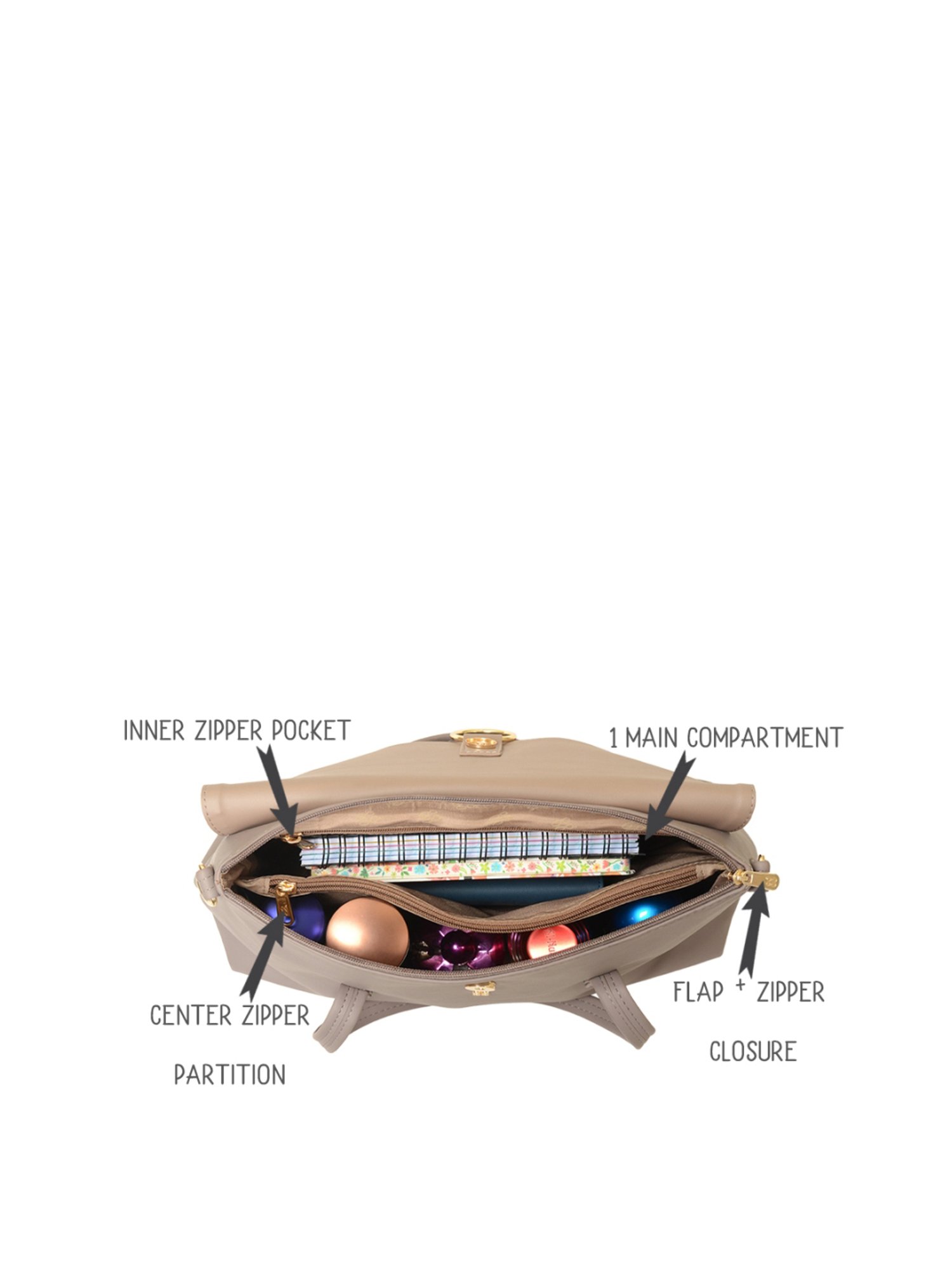 Baggit Brown Solid Medium Handbag