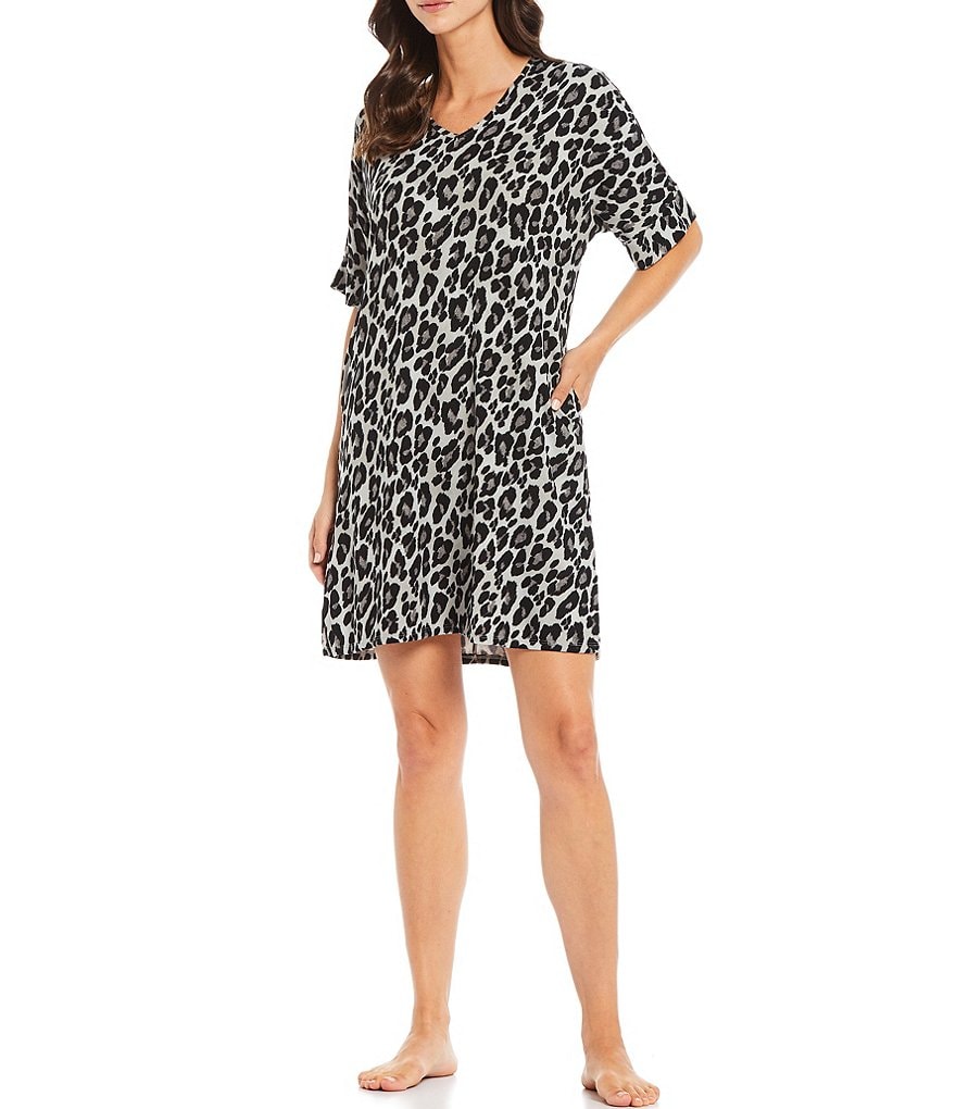 N by Natori Mirage Ombre Animal Print Cozy Knit Sleepshirt
