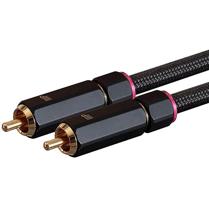 138076 Male RCA Two Channel Stereo Audio Cable 3 Feet Black Gold Plated Connectors Double Shielded with Copper Braiding Onix Series