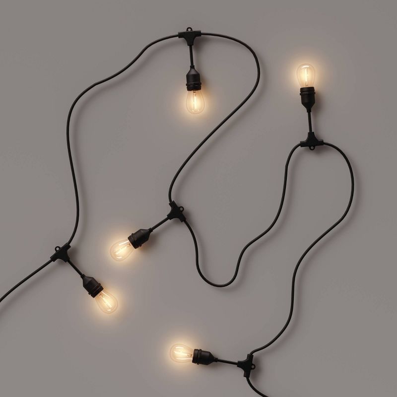 10ct Vintage LED Outdoor Drop String Lights with Tube Filaments Black - Smith & Hawken™