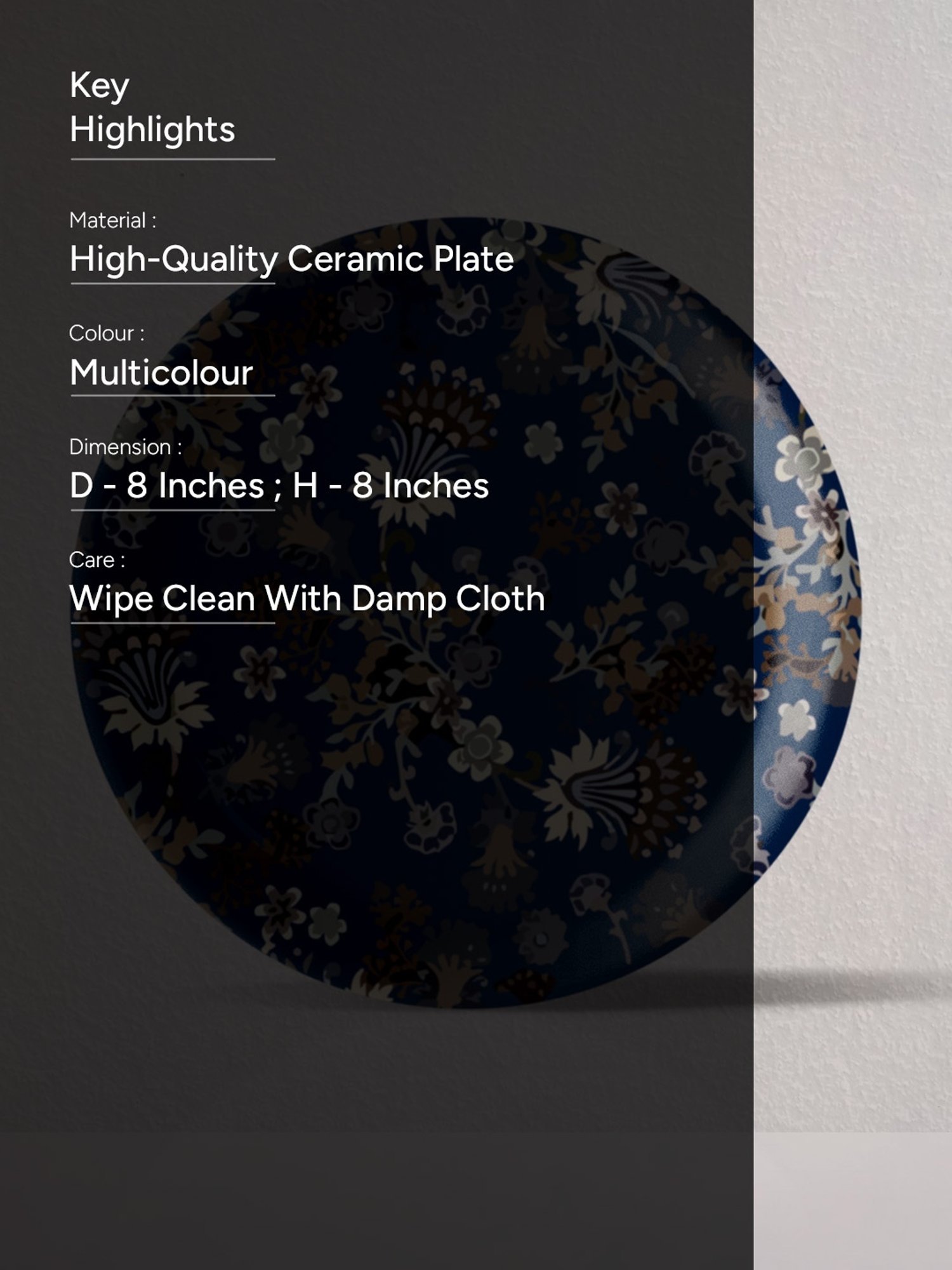 Nestroots Classic Floral Multicolor Porcelain Wall Plate