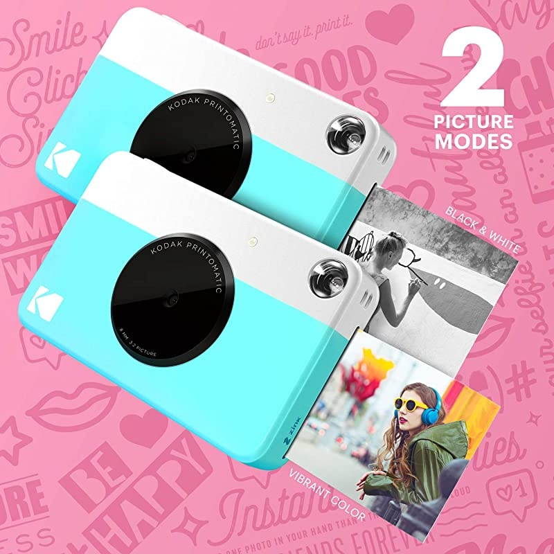 KODAK Printomatic Digital Instant Print Camera - Full Color Prints On  2x3" Sticky-Backed Photo Paper (Blue) Print Memories Instantly