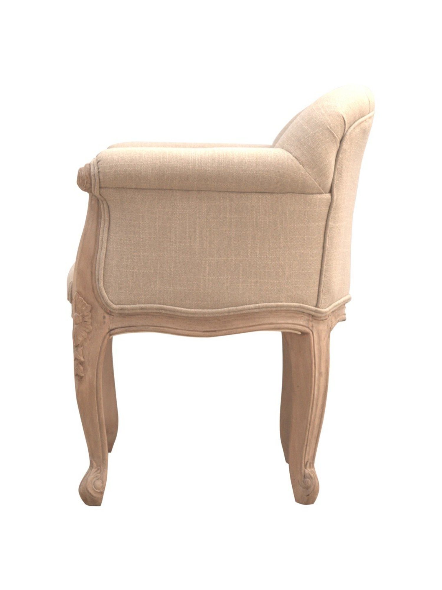 Artisan Furniture French Style Beige & Brown Wood Deep Button Chair