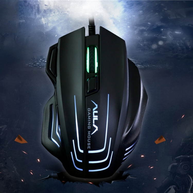 Aula Series Ghost Shark II Colourful Light 7D Optical Competitive USB Wired Game Mouse, Maximum Resolution of 4000 DPI