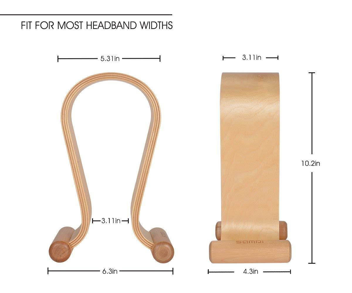 SAMDI Headset Stand Wood, Simple New Bee Earphone Stand, Holder, Mount with Wood Supporting Bar for All Headphones Size (Omega Walnut)