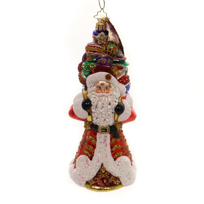 Christopher Radko 8.0" It Ain't Heavy Santa Bag Ornaments  -  Tree Ornaments