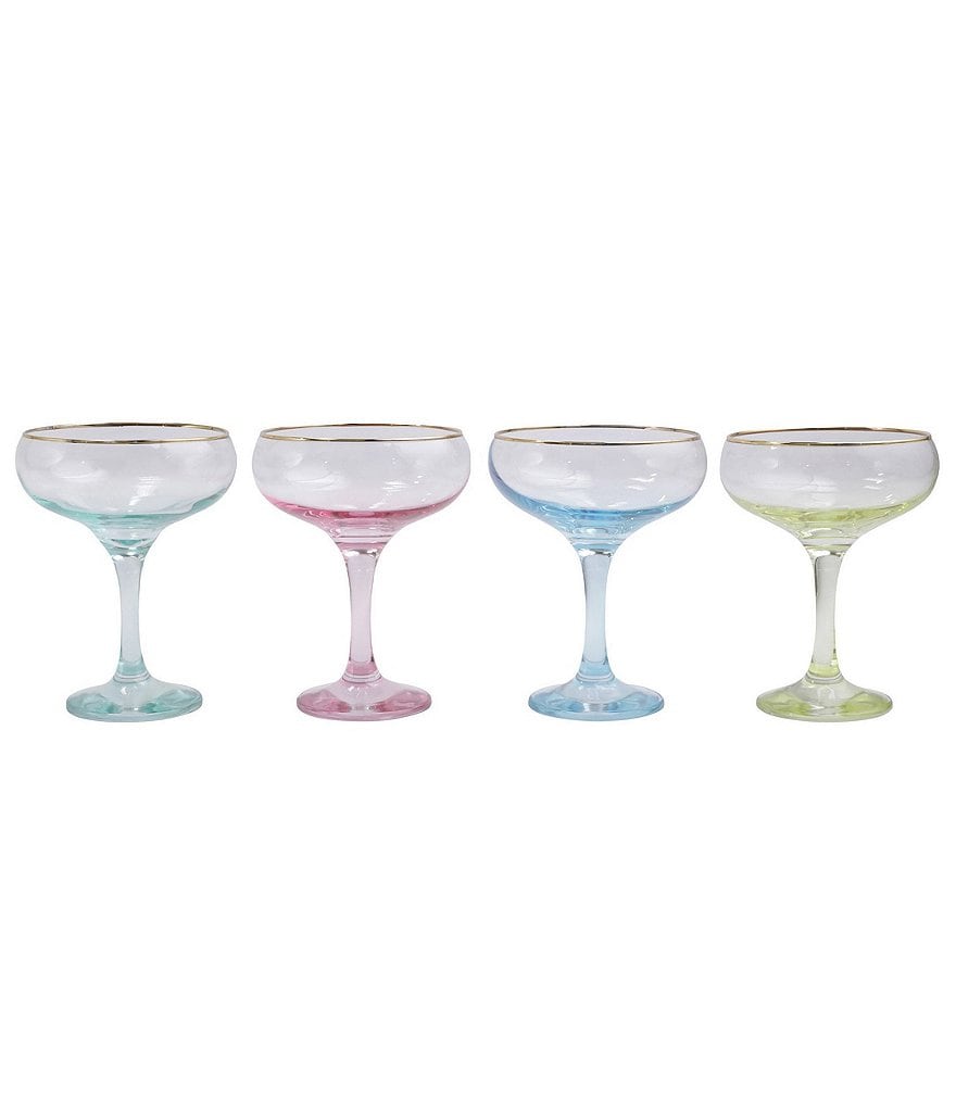 VIETRI Rainbow Assorted Coupe Champagne Glass Set of 4
