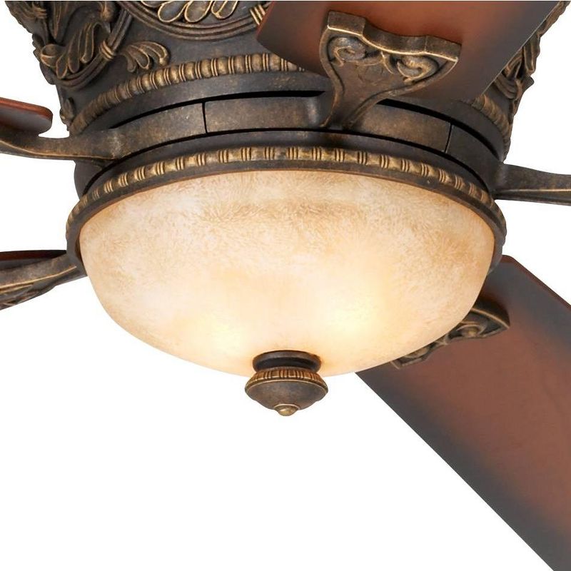 52" Casa Vieja Vintage Hugger Ceiling Fan with Light LED Dimmable Remote Golden Bronze Reversible Teak Walnut Blades Living Room