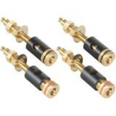 Binding Post Banana Jack with 1" Thread 2 Pair Black Gold by Parts Express