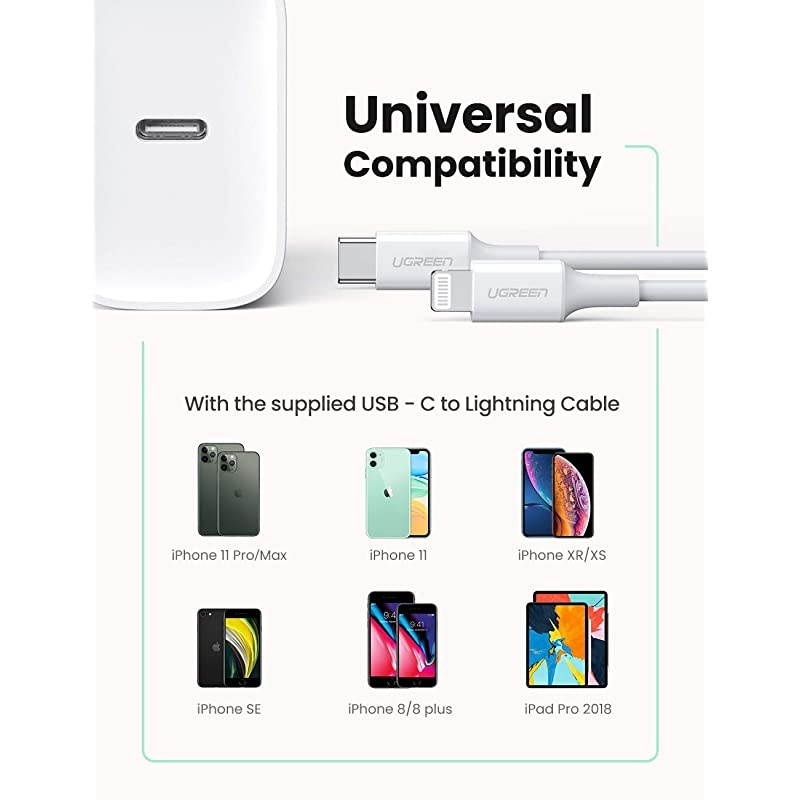 USB C Charger 18W with Lightning Cable to USB C PD iPhone Charger 3FT MFi Certified Fast Charging for AirPods iPhone SE 11 Pro Max Xs Max XR X 8 Plus iPad