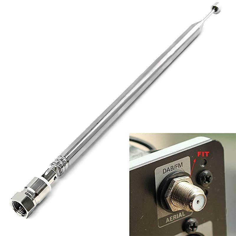 Telescopic Antenna 7 Section F Type Connector DAB Radio Replacement Antenna for TV AM FM Radio Stereo Receiver