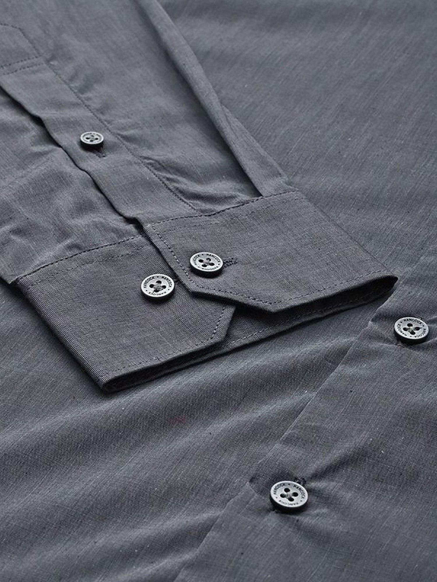 Hancock Grey Cotton Slim Fit Solid Shirts