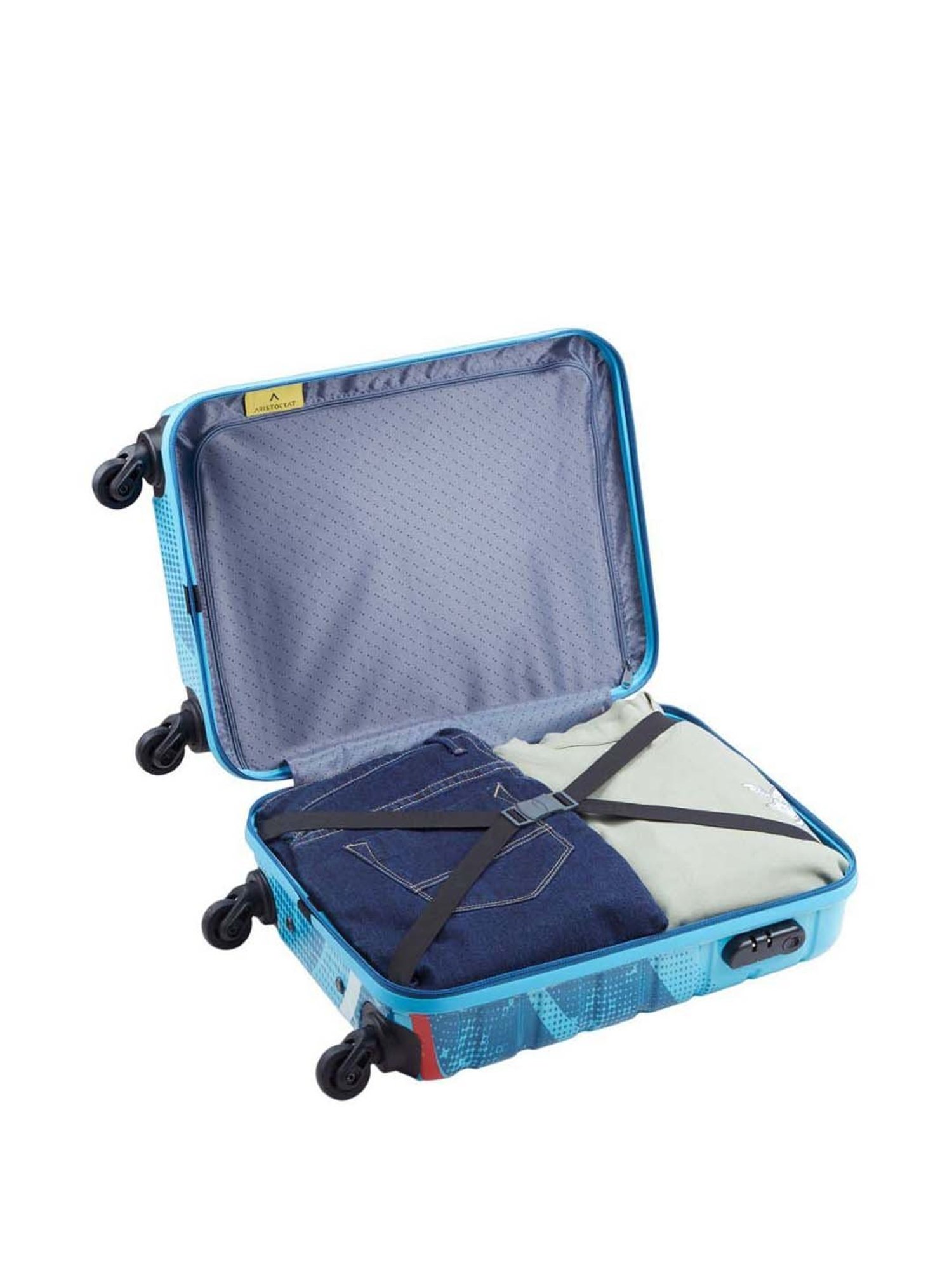 Aristocrat Radiance Blue Printed Hard Cabin Trolley Bag - 38 cm