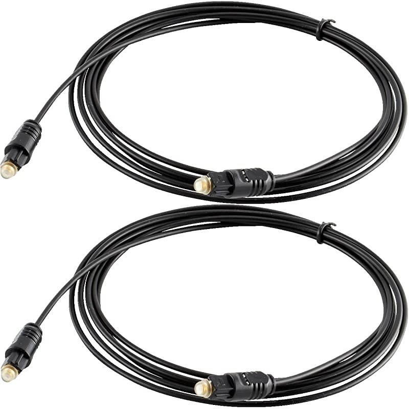 2Pack Digital Audio Optical Toslink Fiber Optic Cable 6FT