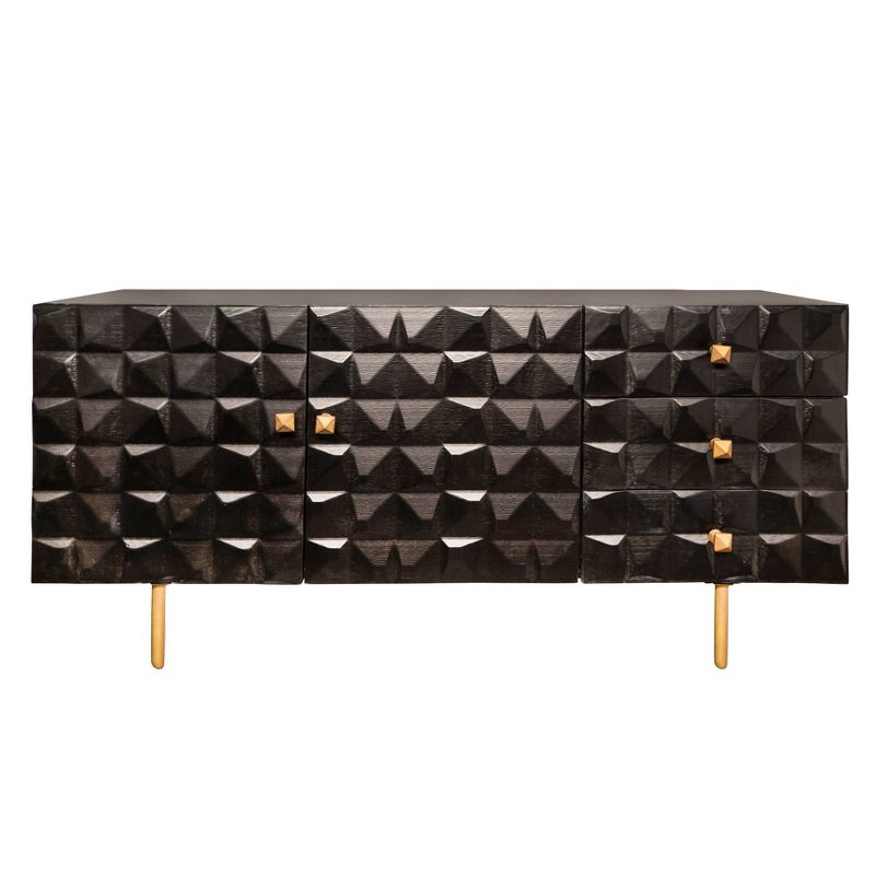 63"x30" Wood 3 Drawer Sideboard Black - Sagebrook Home