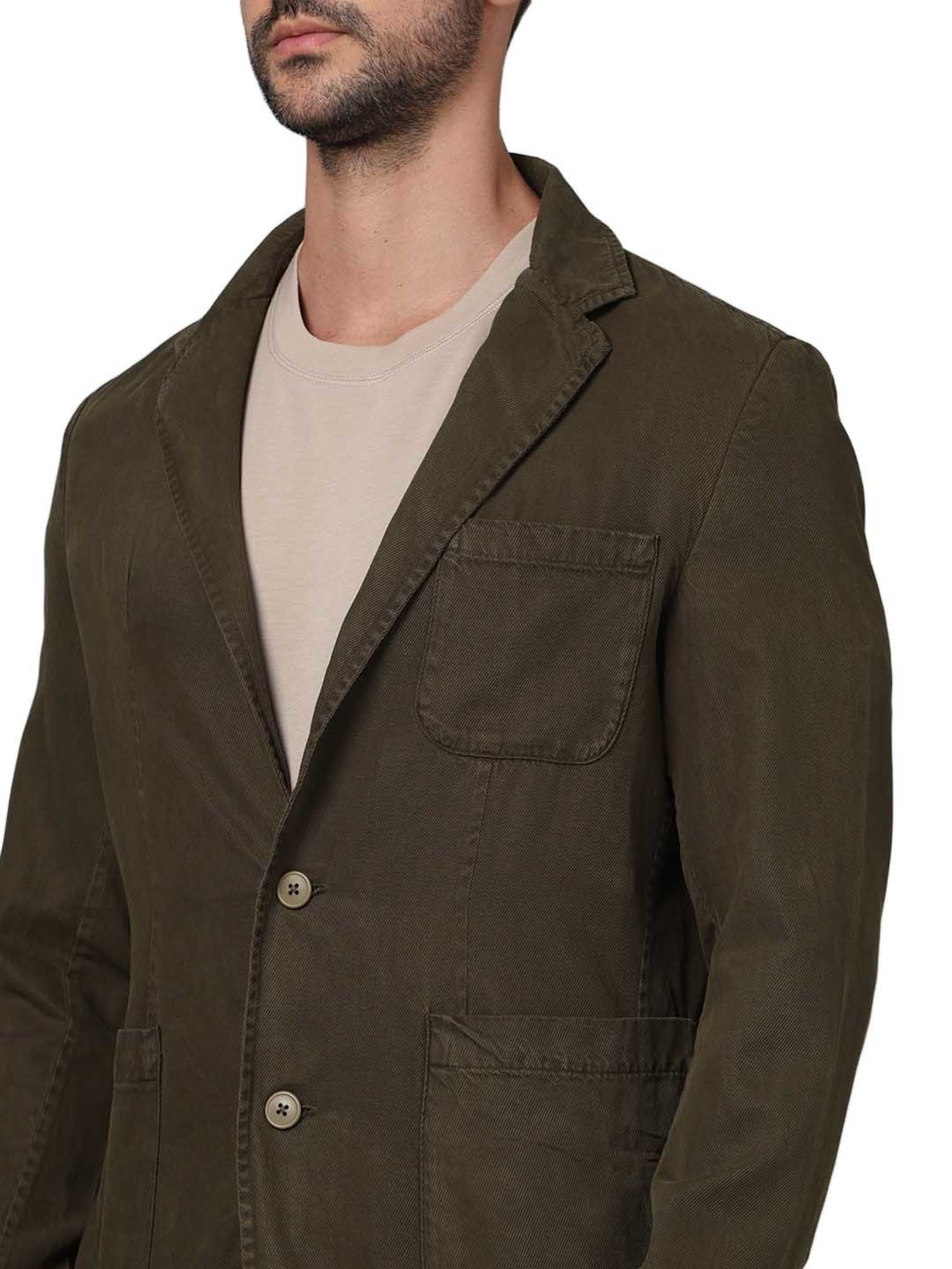 celio* Dark Olive Regular Fit Blazer
