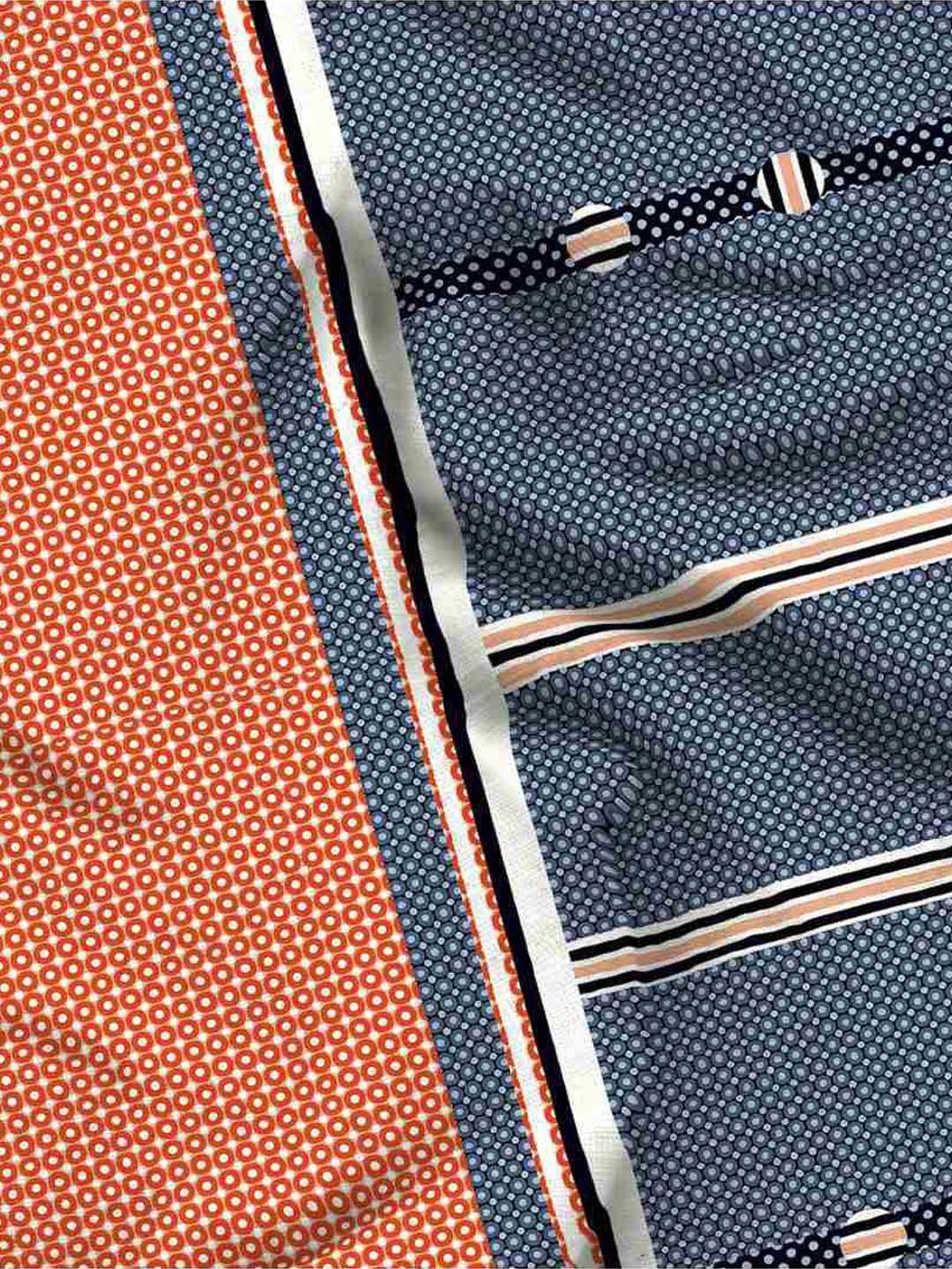 Bella Casa Stella Collection Orange & Blue Cotton 180 TC Bedsheet with 2 Pillow Covers