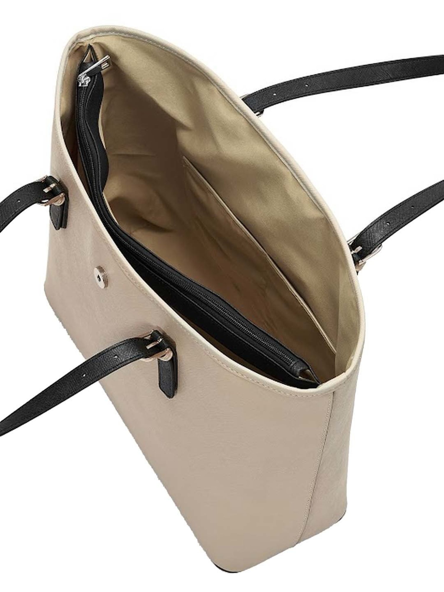 Miraggio Beige Solid Large Tote Handbag